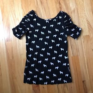Anthropologie Postmark Black French Bulldogs top S